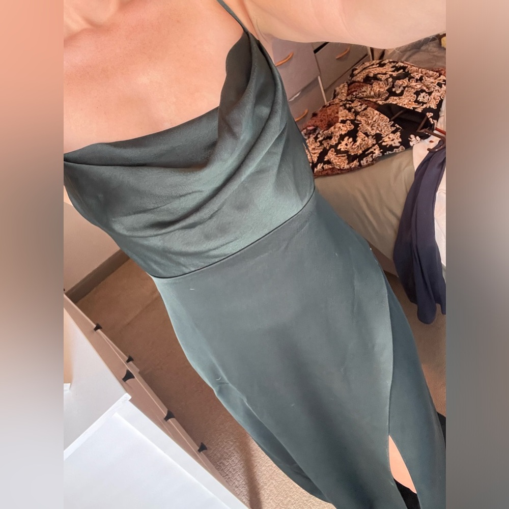 Anthropologie green silk dress, size 0